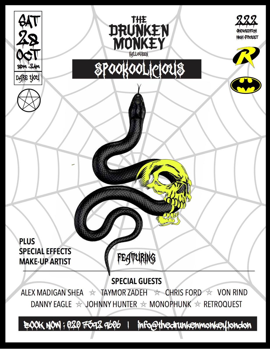 Get down and spookoolicious this Halloween @ the Drunken Monkey | Saturday 28th we open our doors :)