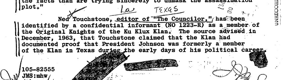 DomesticPixie's tweet photo. What do we have here, LBJ? 🤔 #JFKDocuments https://t.co/SsltrOC0pq