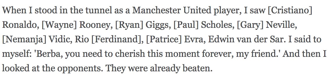 LiamPaulCanning's tweet photo. LOVE this quote from Dimitar Berbatov on whether he made the right decision to join Manchester United. Immense confidence! https://t.co/uSBNrwNFUd