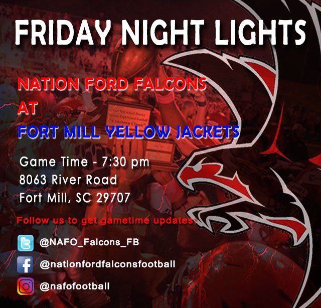 NafoFalconsFB's tweet image. FRIDAY NIGHT LIGHTS - MILLTOWN EDITION! Join us as we take on @FortMillJackets tonight at Bob Jones Stadium. Gametime is 7:30. #NaFoYouKnow