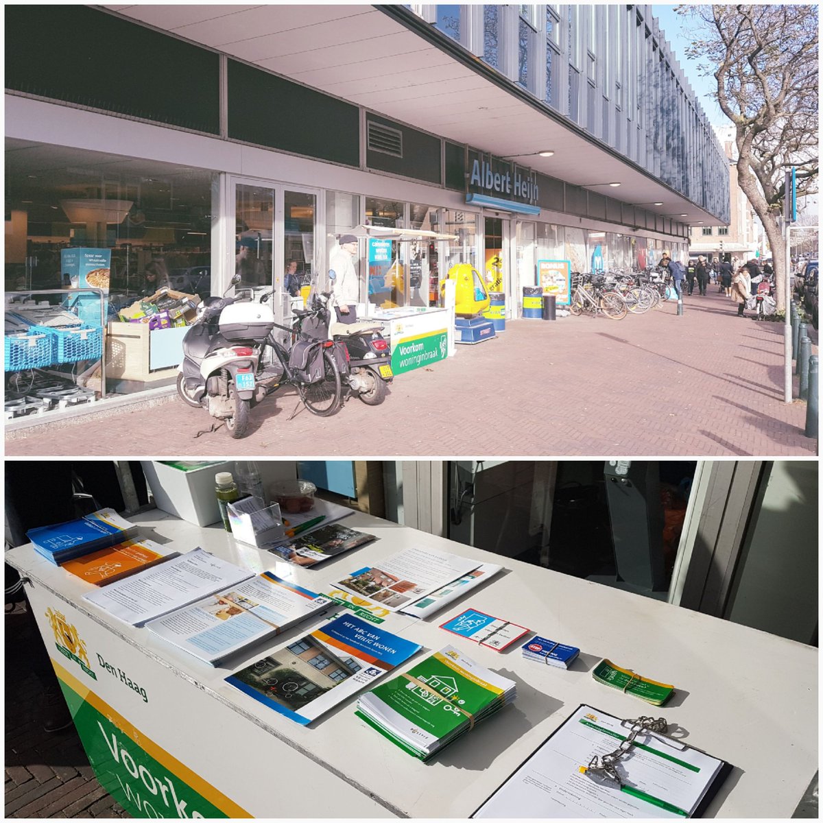 MarinaDH070's tweet photo. #Preventieactie @GemeenteDenHaag @petercvanbeek @PolOverbosch @Tegen_Inbraak woningen.We staan op de Theresiastraat bij @albertheijn Welkom! https://t.co/vAdEKocwd0