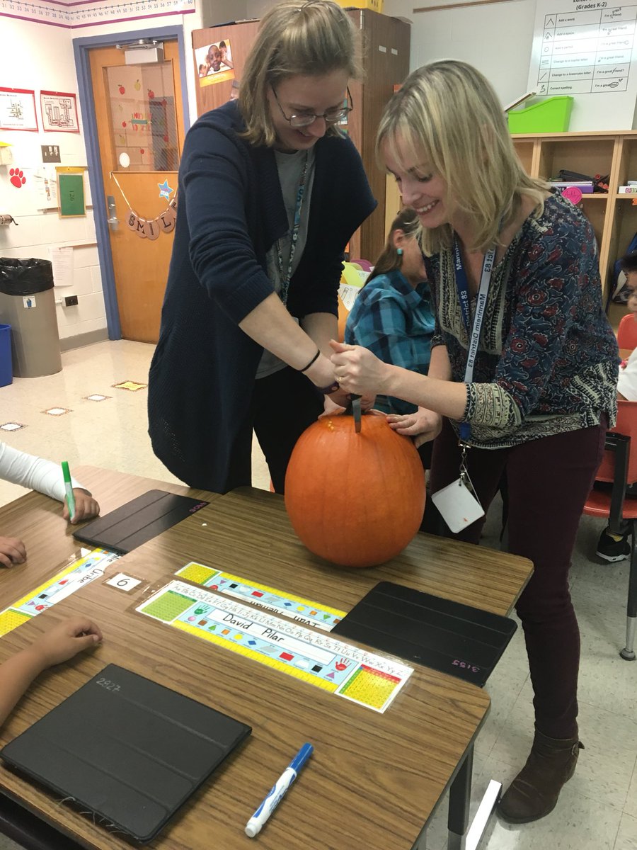 stepholson44's tweet photo. How many teachers does it take to carve one pumpkin? @erin_oreshkov https://t.co/TTQjURXYGf