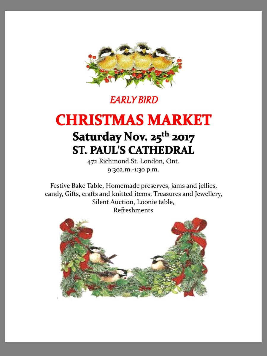 CathedralSave's tweet photo. Save the date! Christmas Bazaar at St. Paul's Nov. 25,2017 #ldnont https://t.co/4DKnDKLQsM
