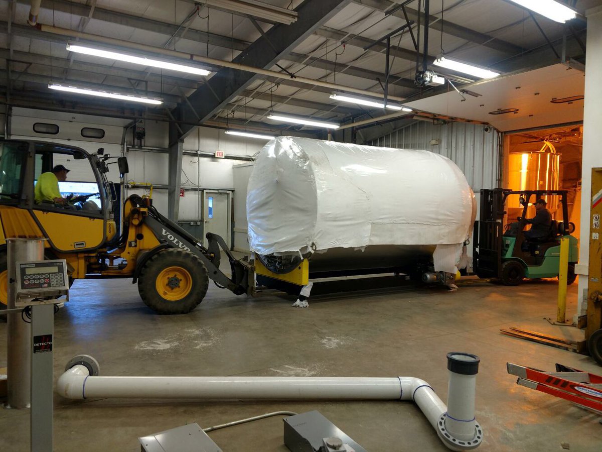 CTmaltster's tweet photo. Day Two of installation begins...here is the germination/kilning drum. #ctmalt #ctcraftbeer https://t.co/EaFbBTgm30