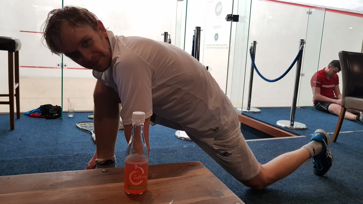 SafferyLove's tweet photo. A great few days training @PonteSquashClub with @james_willstrop. How long will James's supply of Strawberry &amp; Mint Kombuhcha last! #thirsty https://t.co/C9oW0O2wTf