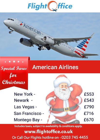 flightofficeuk's tweet photo. American Airlines special fares for Christmas. Go to https://t.co/o3sTk3HbYH  for more information Or call us on 0203 745 4455
#FlightOffice https://t.co/M1kKETzhGQ