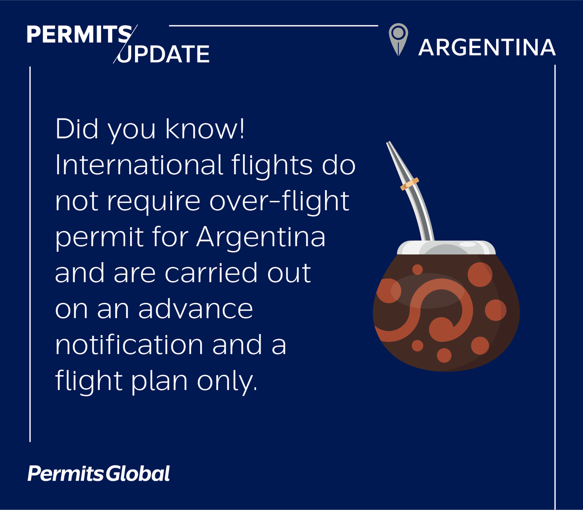 PermitsGlobal's tweet photo. Did you know!

#PermitsUpdate #PermitsGlobal #Argentina #FlightPermission #OverflightPermit #LandingPermit #Aviation https://t.co/Y3ZNh66XJq