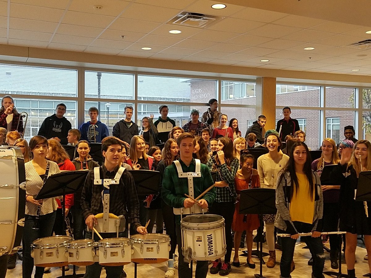 rogershighband's tweet photo. Pep band at student leadership conference. #rhsband https://t.co/VoDpwYdsDX