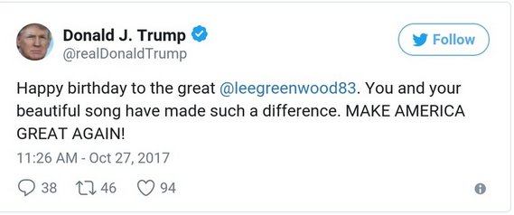 Hey donny which one of your personalities wished happy birthday to the wrong Lee Greenwood? 