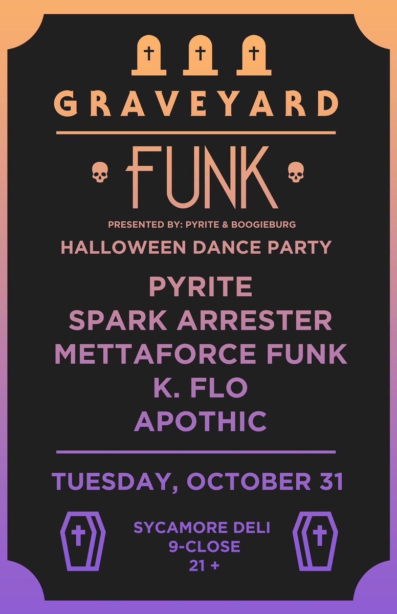 sparkarrest's tweet photo. Halloween night in #Blacksburg @Sycamoredeli 9pm! My set is at 11pm &amp; I'm bringing the heavyyy global funk. https://t.co/T3RdQjPc75