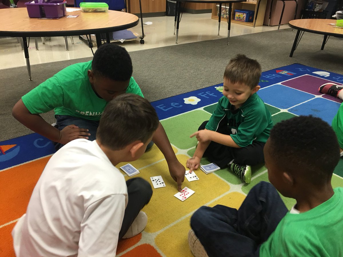 kindermasterson's tweet photo. 3rd graders came to Kindergarten to play battle.  Numbers are sooo much fun!  #IChooseBrenham #AltonHeroes #Kindergartenfun https://t.co/qBdyDJdLAV