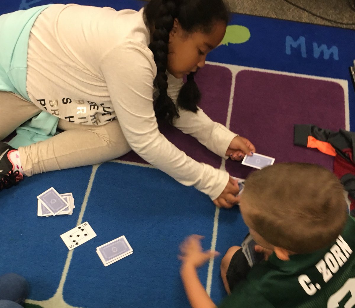kindermasterson's tweet photo. 3rd graders came to Kindergarten to play battle.  Numbers are sooo much fun!  #IChooseBrenham #AltonHeroes #Kindergartenfun https://t.co/qBdyDJdLAV