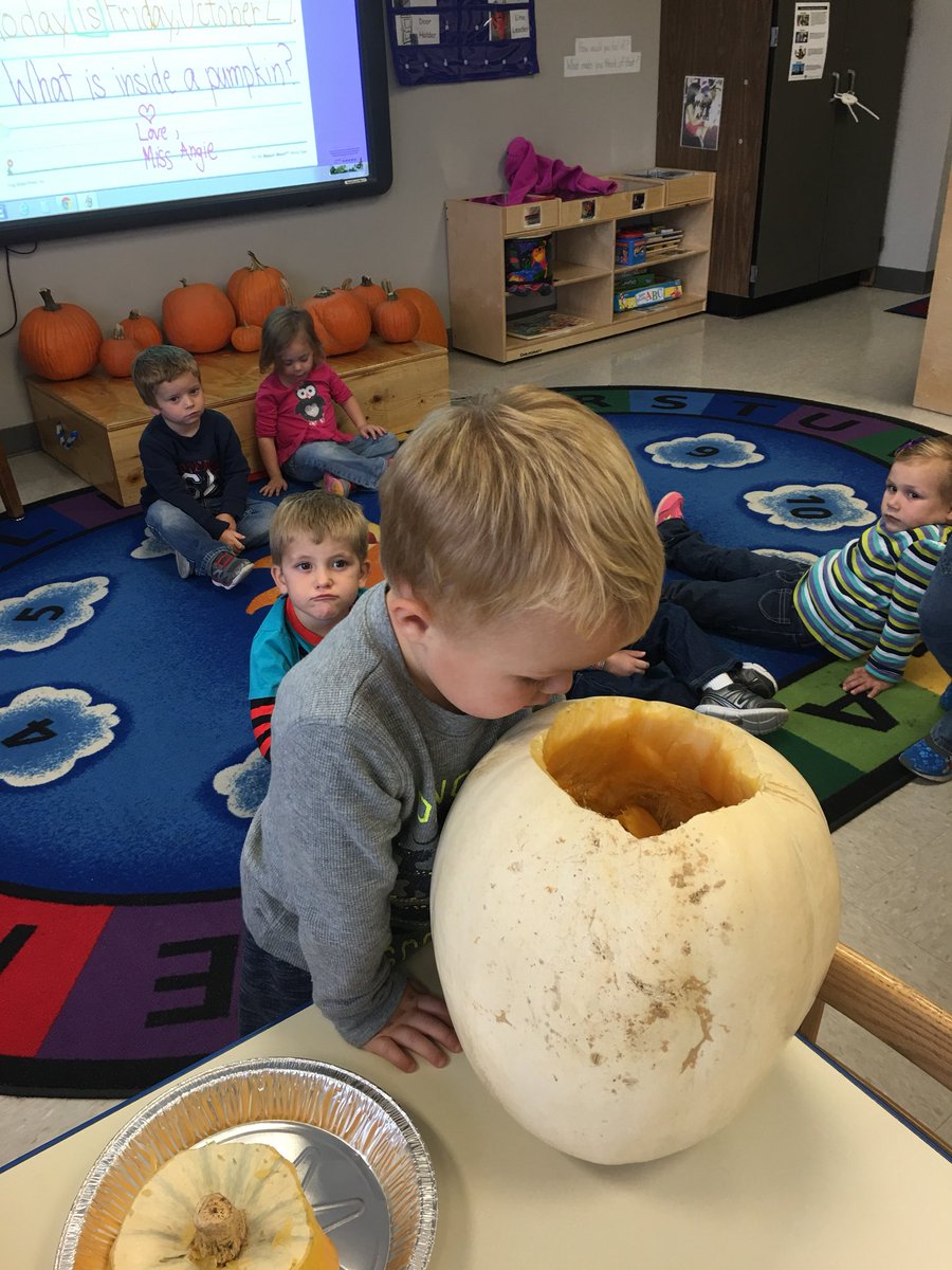 AngieWishard's tweet photo. When the boys are grossed out by the inside of a pumpkin.......the girls take over! #pumpkindiscovery https://t.co/cR04Ew6ROd