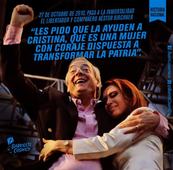 BarritCosmico's tweet photo. #UnDíaComoHoy #27deOctubre de 2010 pasa a la inmortalidad #NéstorKirchner. #NéstorVive #RevoluciónSanMartiniana #EfeméridesteleSUR #Efemérides https://t.co/8X5dsYM1mt