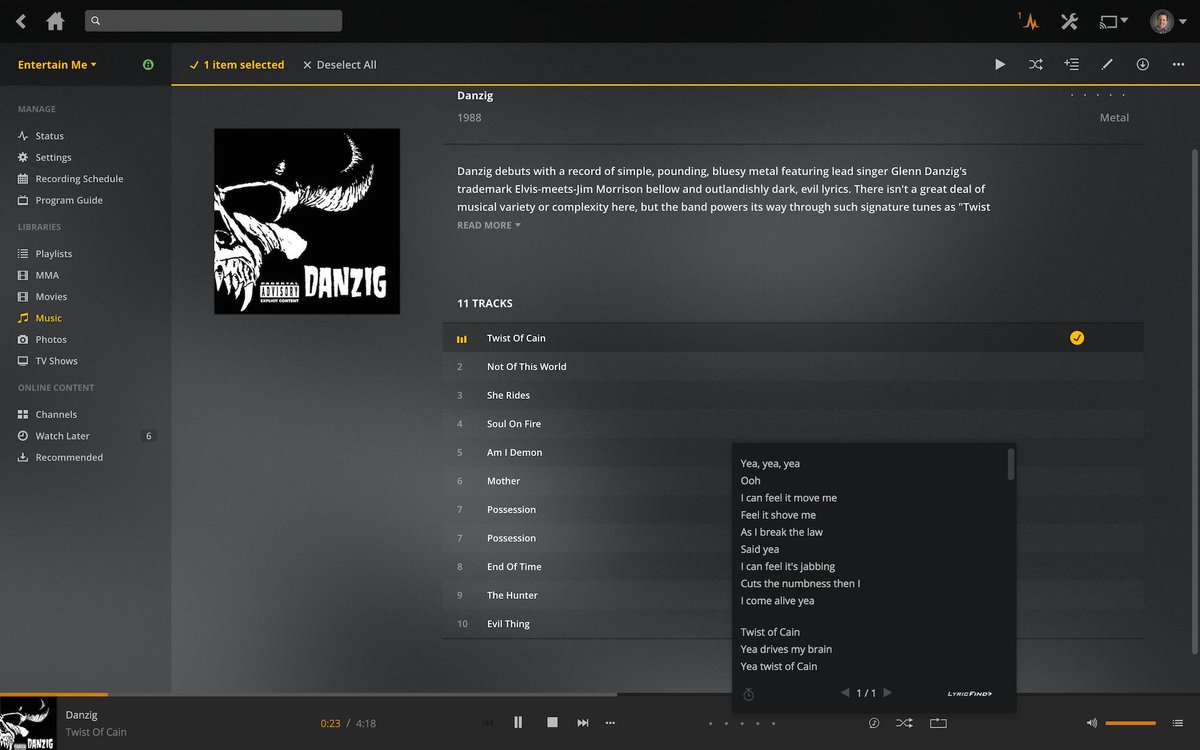 plex's tweet photo. #PlexTips. #PlexPass users can have lyrics added for many music tracks. Finally, sing along to the right words! https://t.co/8PpeWhnq8p https://t.co/sS1KNe2eDd