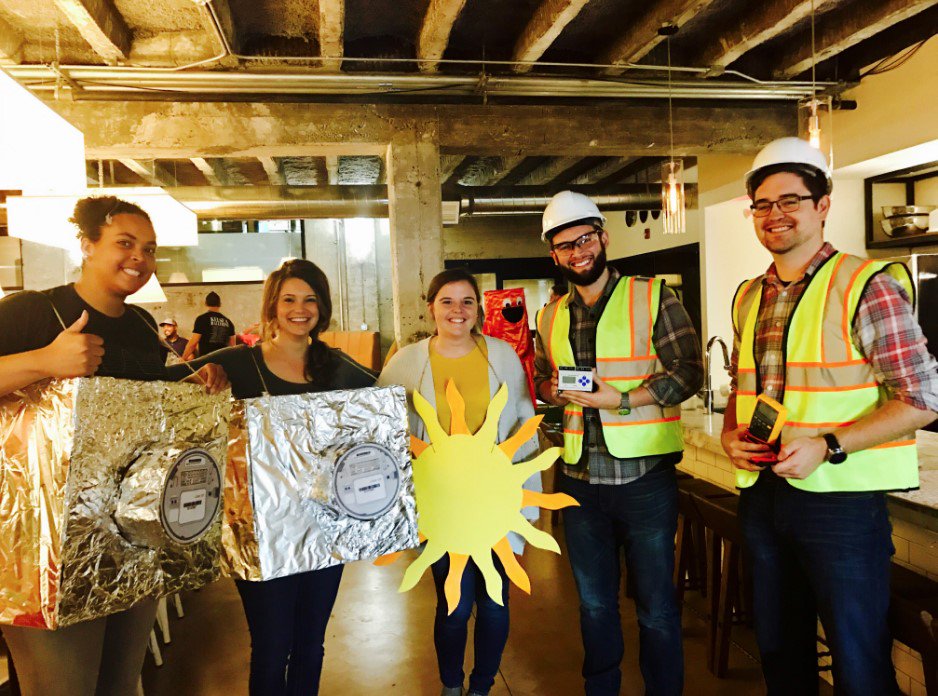 locus_energy's tweet photo. In the spirit of Halloween, the Locus #Energy team wore their #solar inspired costumes to the Louisville office today! #solarpv #SolarMeter https://t.co/odcTSvLdnN