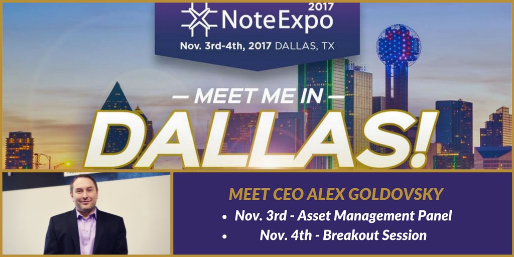 ProtitleUSA's tweet photo. Join #ProtitleUSA at @NoteExpo 2017 on Nov. 3rd and 4th with CEO #AlexGoldovsky! 
Register here: https://t.co/skyiowaLss https://t.co/C2BRWATLmZ