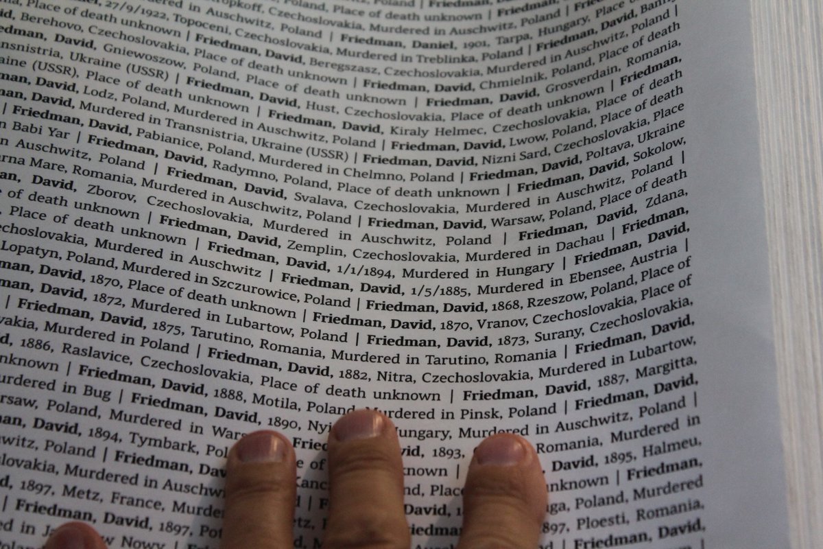 mar3west's tweet photo. book of names at auschwitz-- David Friedman, my great grandfather @UVicAnthro #anth485 https://t.co/KoLUvwpZTc