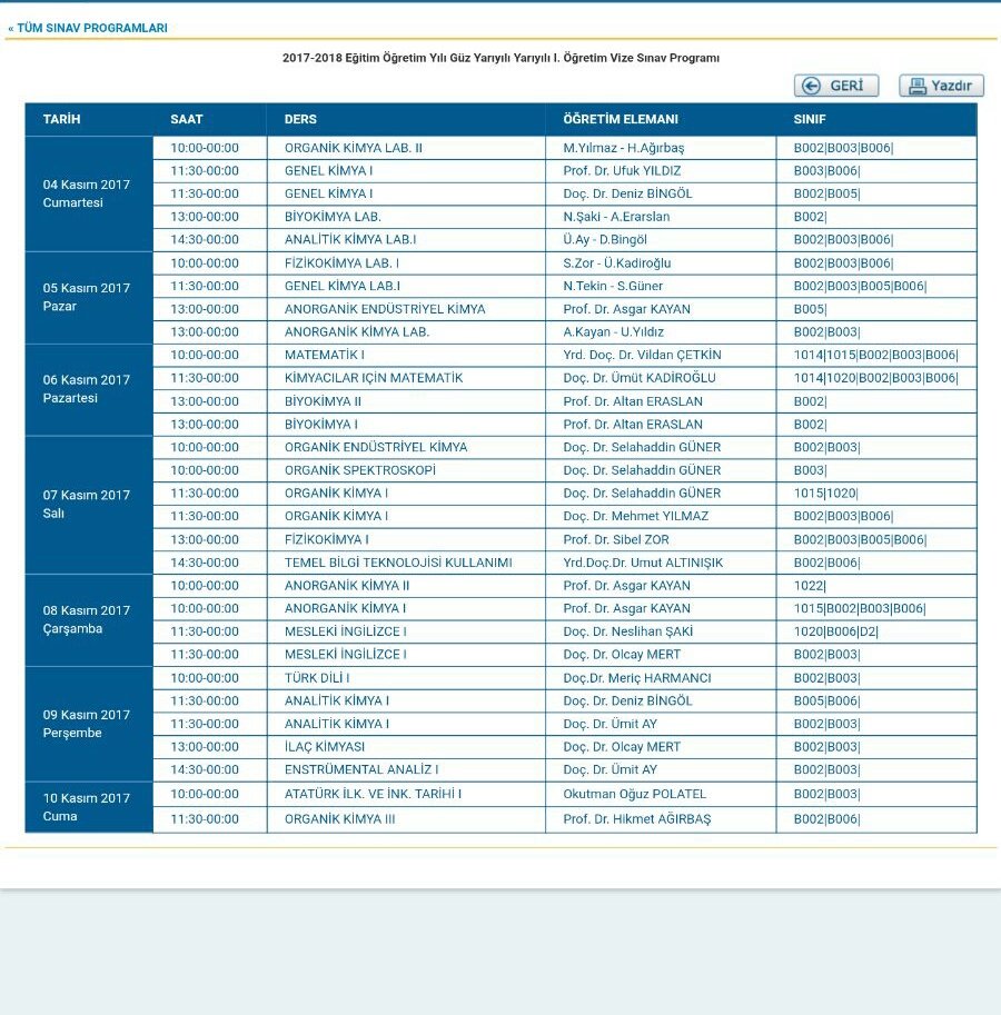 Sınav takvimimiz.. Herkese başarılar dileriz 😊