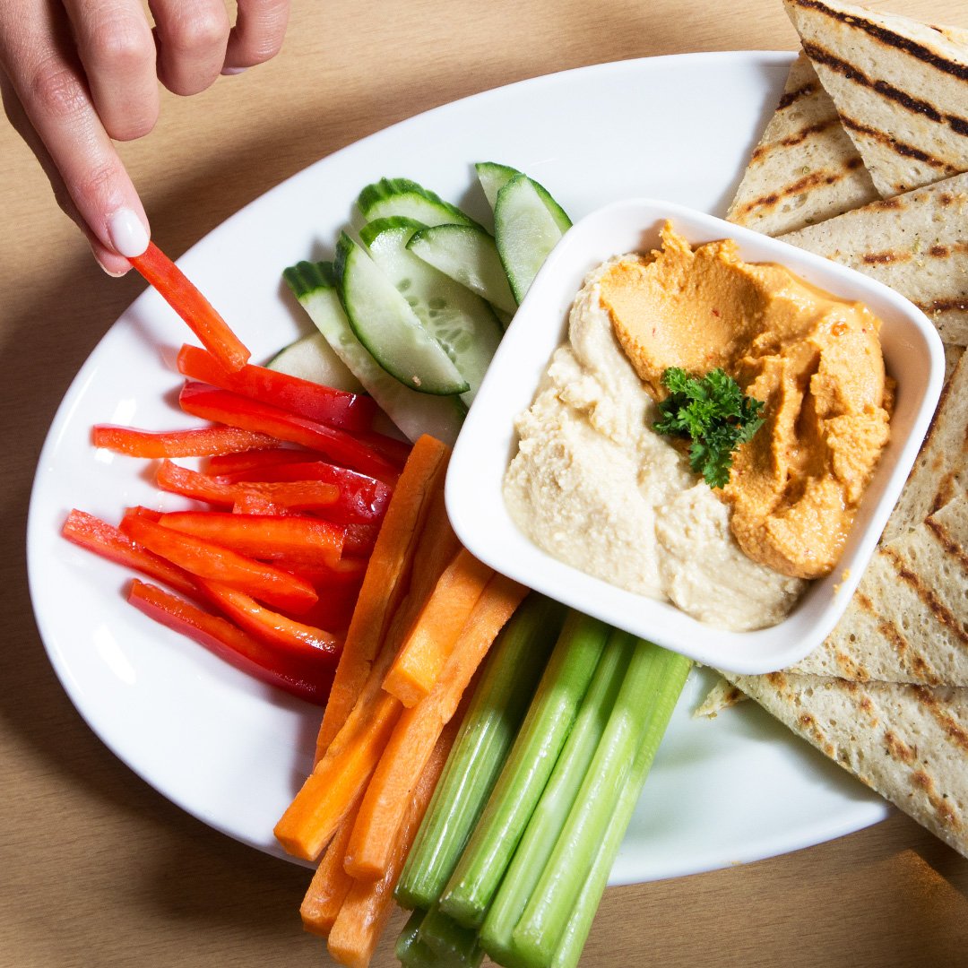 For those looking for a healthier option to start the weekend, our Mediterranean Hummus and Veggie Platter is just the thing! #StratfordON