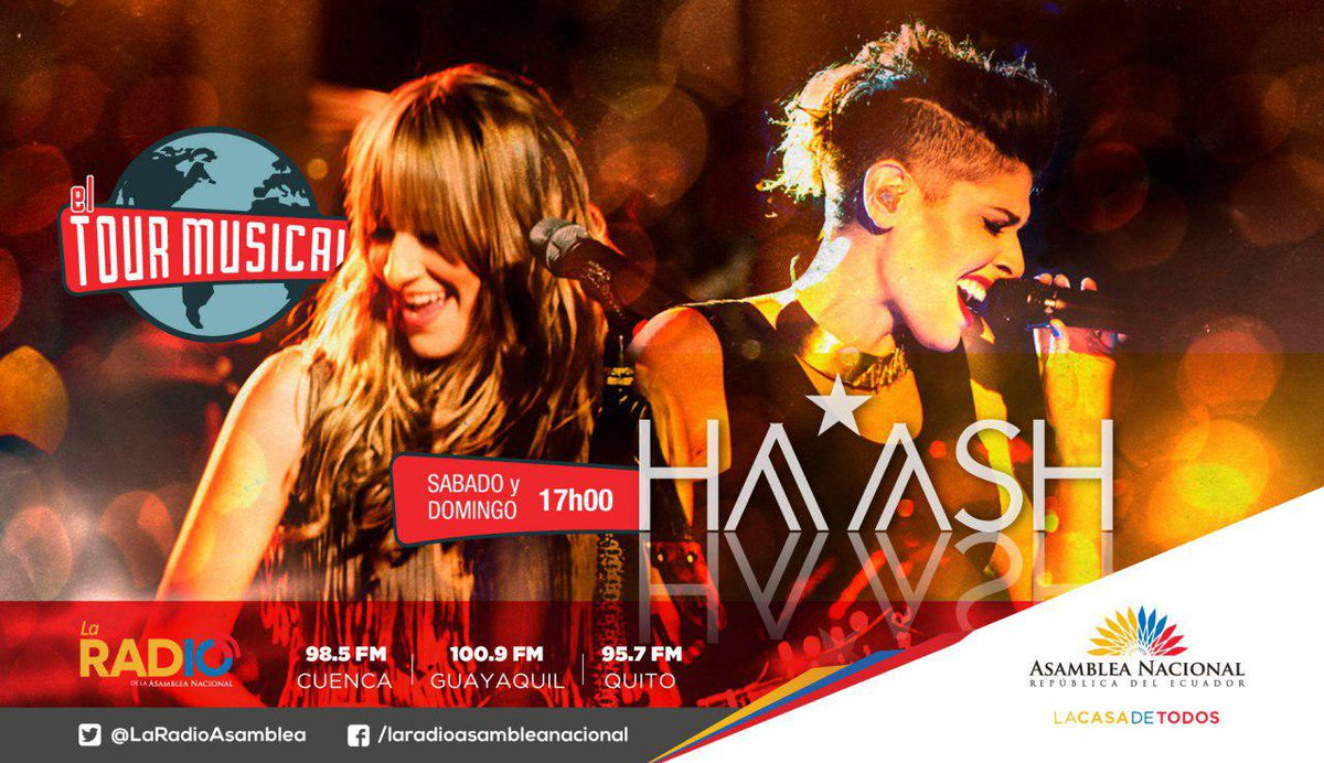 LaRadioAsamblea's tweet photo. Sábado y Domingo 17:00 | Disfruta de la mejor música de @haashoficial en nuestro programa #TourMusical ¡Escúchanos en vivo! https://t.co/CdQGk2hn6z
