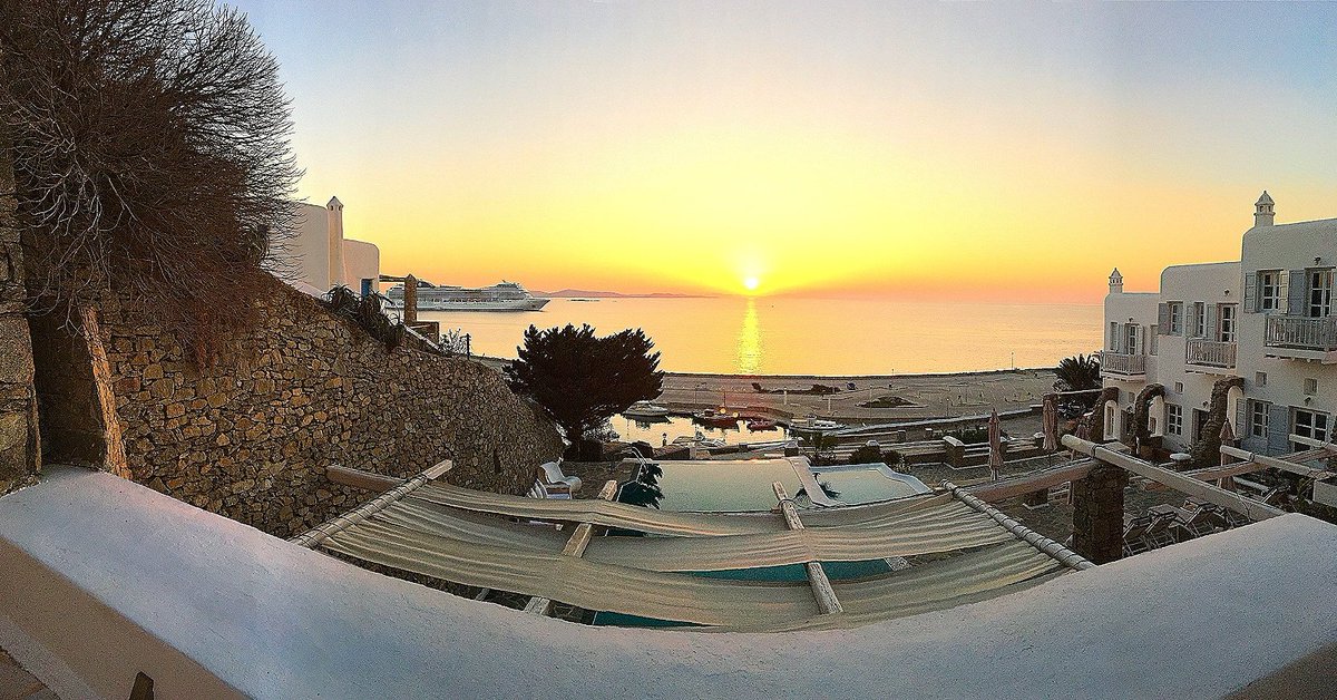 thenenesworld's tweet photo. Greek Sunsets are better than most. TY @apanemaresort for a fantastic stay. #mykonos wouldn't of been the same without your hospitality https://t.co/h9V4CsL52Y