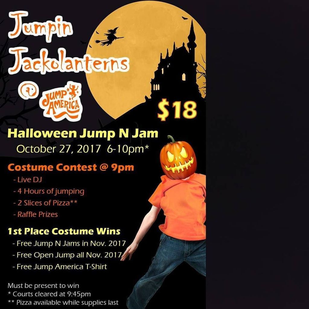 jumpamerica's tweet photo. Come celebrate this Halloween at Jump America! All you have to do is purchase a ticket for Jump N Jam to enter the… https://t.co/TOyPfkNWGK https://t.co/7BNnaWmtMz
