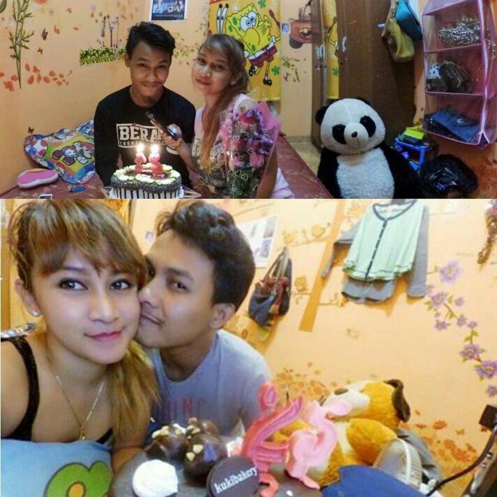 foto atas setahun lalu, foto bawah tahun ini, kamu cuma bisa kasih kue gak apa apa asal kamu setia &amp; selalu bikin aku puas dilayanin kamu 😘