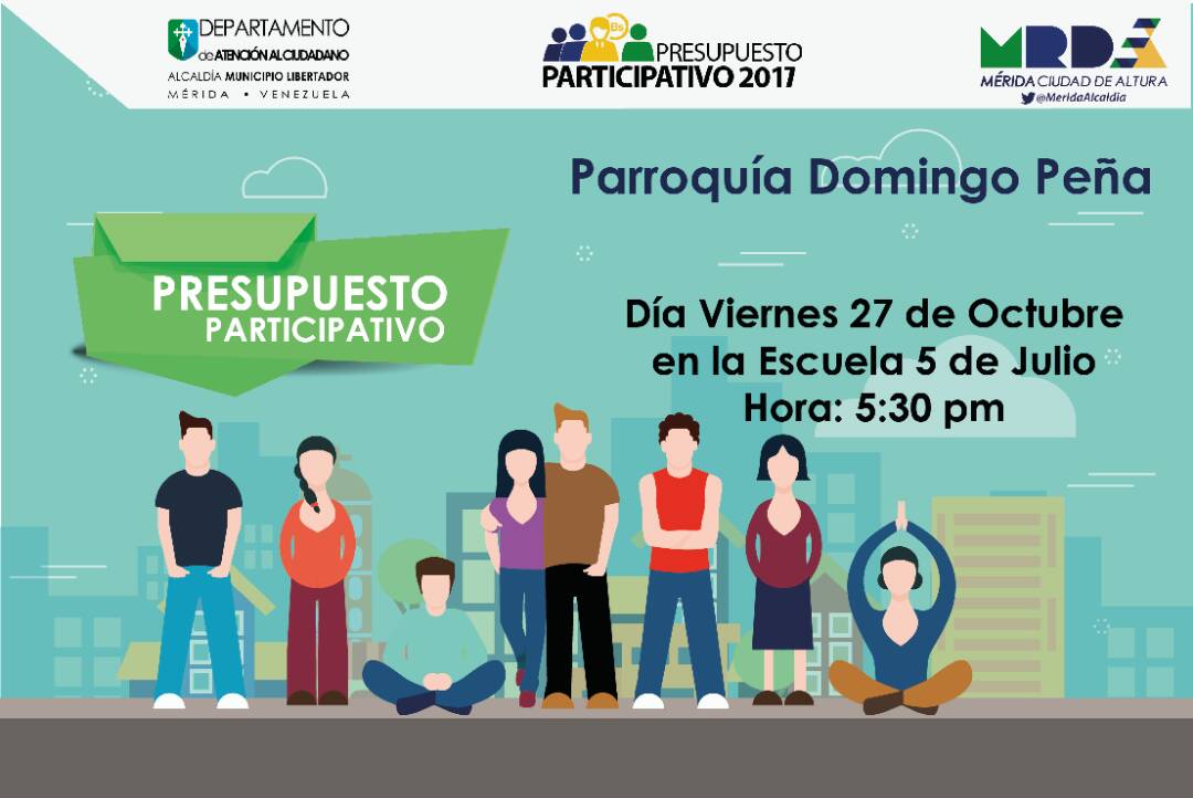 MeridaAtencion's tweet photo. Hoy tendremos la Asamblea del Presupuesto Participativo en la parroquia Domingo Peña 5:30pm Escuela 5 de Julio. Asiste y Convoca! https://t.co/Q2su5P7o11