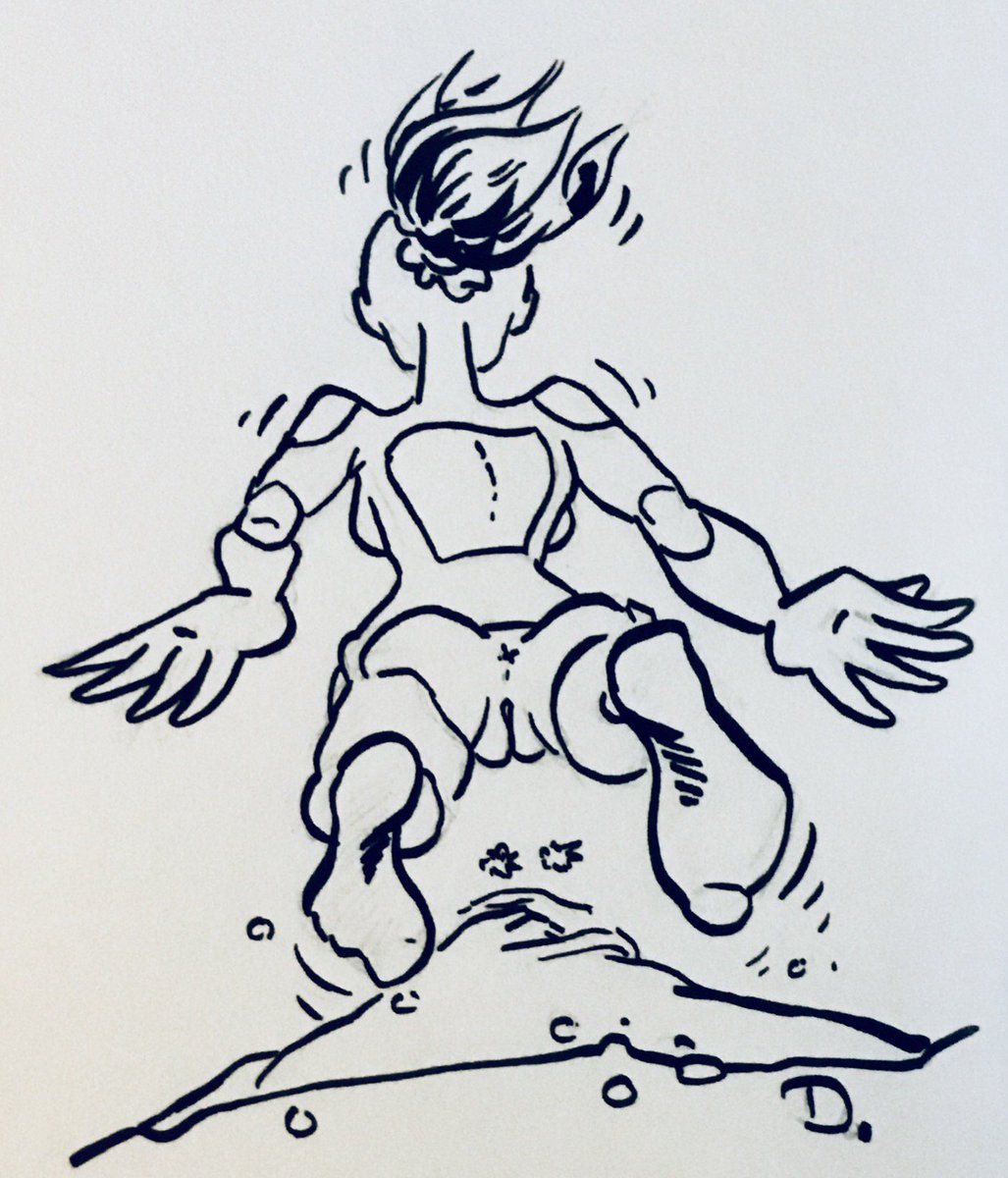 ToonRude's tweet photo. An #inktober inkling #superhero in a skimpy outfit, leaping off a cliff for some reason. #inktober2017 #nude #bum https://t.co/1dl6JK1qLl