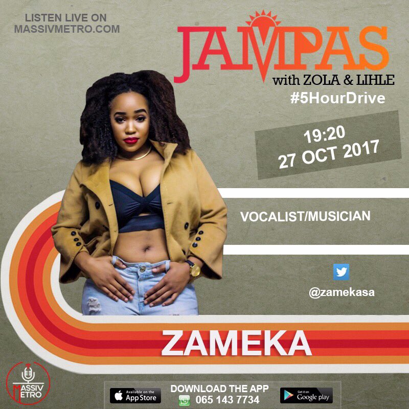 SanellVictor's tweet photo. Please listen to @zamekasa LIVE interview on @massivmetro https://t.co/v3aewU735n #JAMPAS with @realzola7 & LIHLE @ 19:20PM #GUQA https://t.co/pLeN0dBoiE