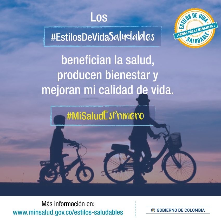 MinSaludCol's tweet photo. Los #EstilosDeVidaSaludables producen bienestar y mejoran la calidad de vida. #MiSaludEsPrimero https://t.co/FrRPmZQazn
