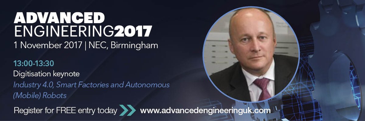advancedenguk's tweet photo. Day 1 at 1pm in the CM Forum, Mike Wilson, BARA will present: Industry 4.0, Smart Factories &amp; Autonomous (Mobile) Robots @ABBRobotics_UK https://t.co/vKN24FJTk1