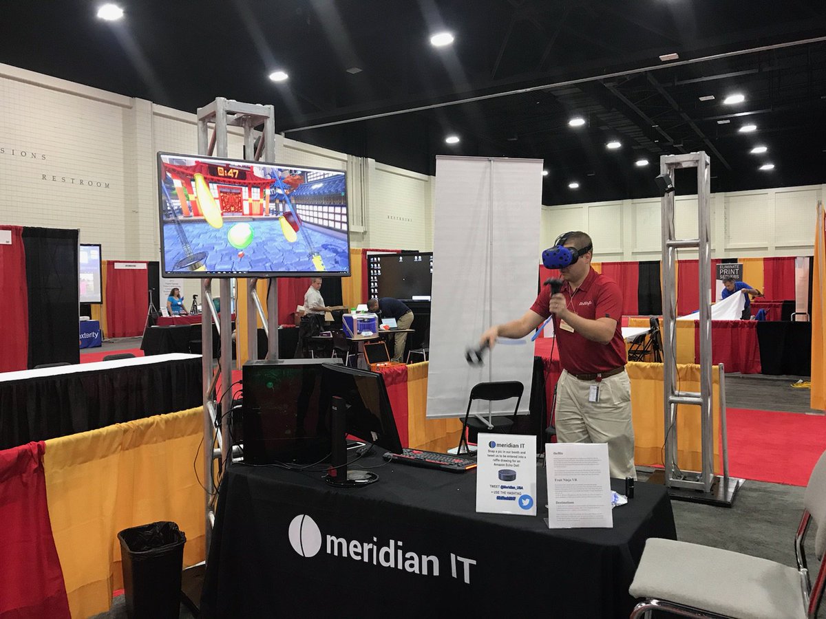 MeridianITInc's tweet photo. Visit us at booth 231 at #Edtech2017 to try our #VirtualReality game and for a chance to win an Amazon #EchoDot! https://t.co/etW3PrRQvk