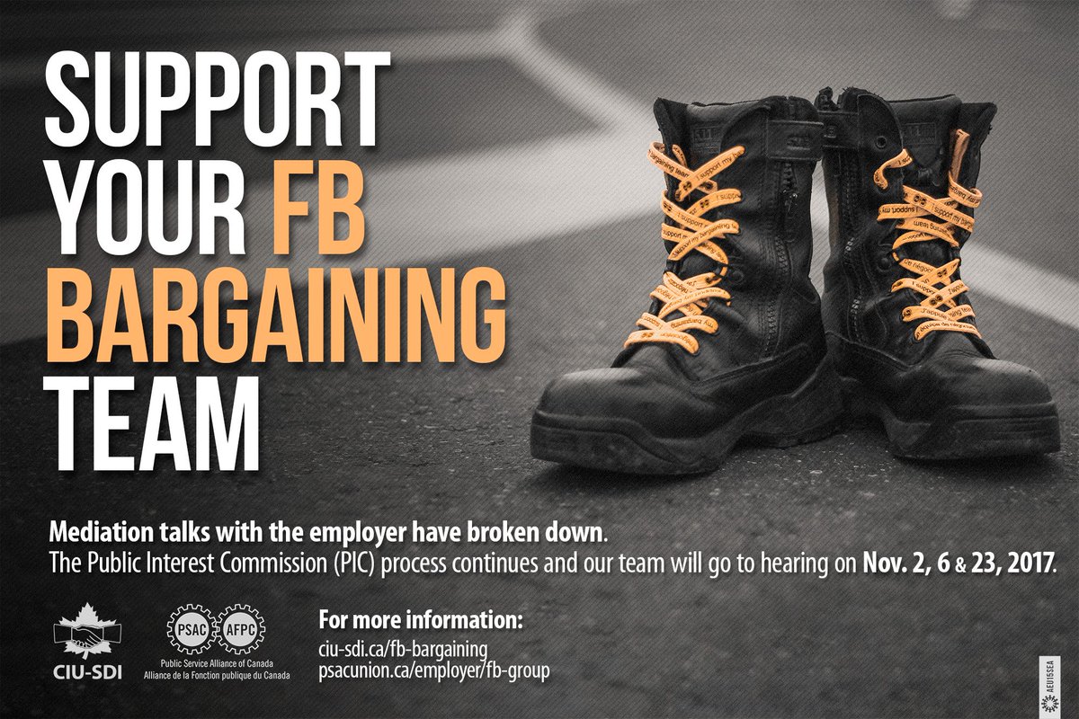 ciu_sdi's tweet photo. The PIC process continues – our @psacnat and @ciu_sdi FB bargaining team will go to hearing on Nov. 2, 6 &amp; 23, 2017. #solidarity #fairbarg https://t.co/nWCeNSAAs3
