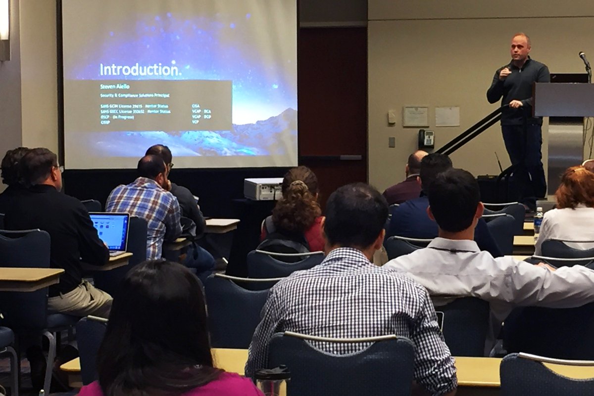 AHEAD's own Steven Aiello, Senior Technical Architect, presenting the Four Cyber Security KPI's for Success at #InfoSeCon2017! <a href="/smaiello/">Steven Aiello</a>