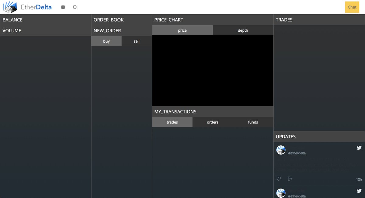 lucidmagus's tweet photo. @etherdelta Your exchange seems to be currently non-functional, showing only the interface but no data! Can't access my trades! https://t.co/ChTFoFfFo2