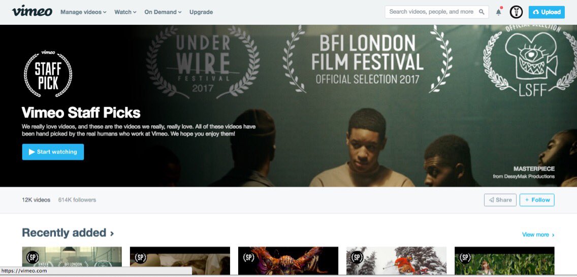 Runyararo_M's tweet photo. Wowowowowowowowow so pleased #MasterpieceFilm has been selected as a @Vimeo STAFF PICK! THANK YOU @VimeoStaff #bigdealforME https://t.co/HPdRYExPAI