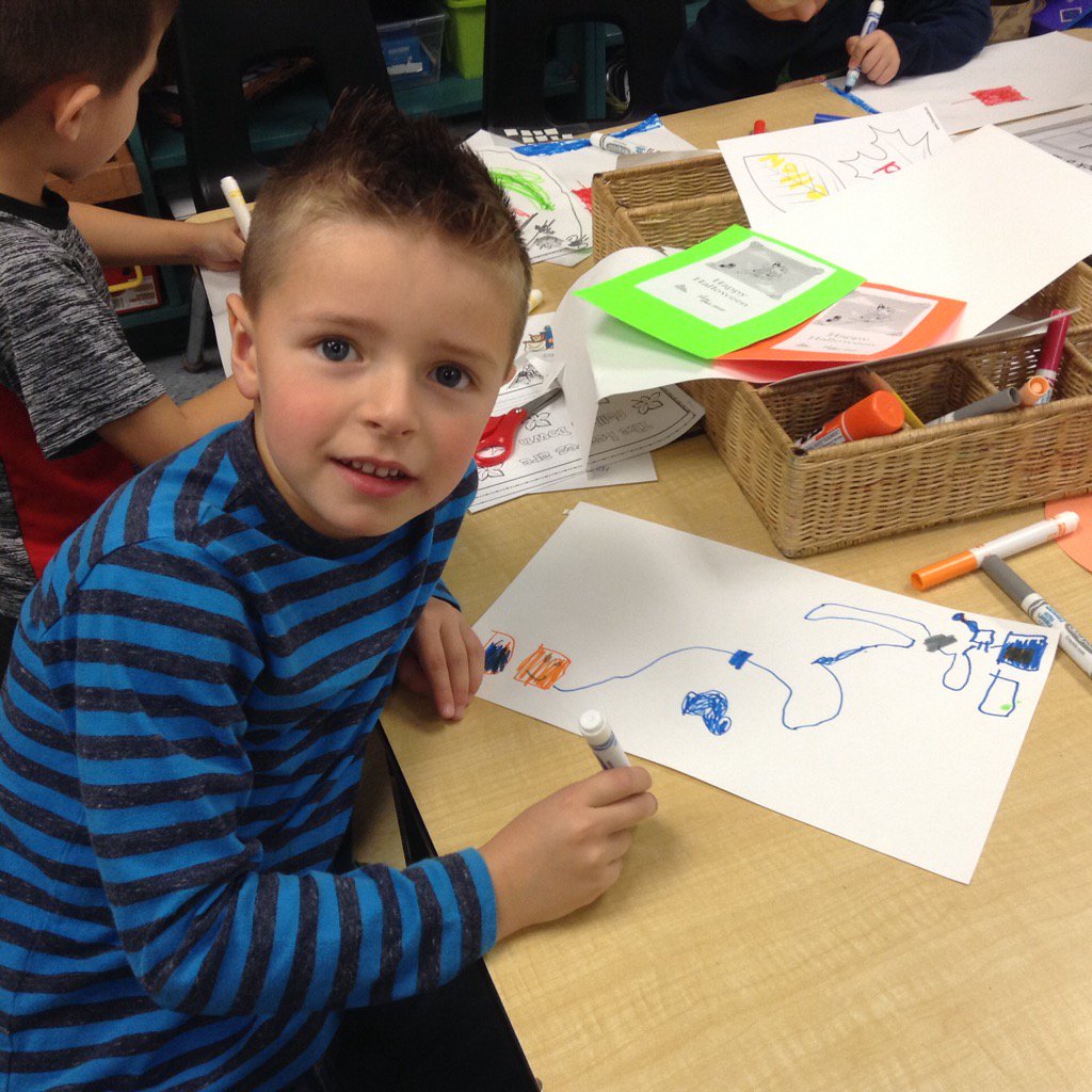 LPSKinderkids's tweet photo. Now this Student is drawing a map to help Spookley find his way home. #extendingthelearning https://t.co/pJd4hYvoSw