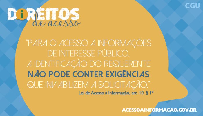 📢 Você tem o direito de saber! Qualquer interessado poderá apresentar pedido de acesso a informação.  acessoainformacao.gov.br