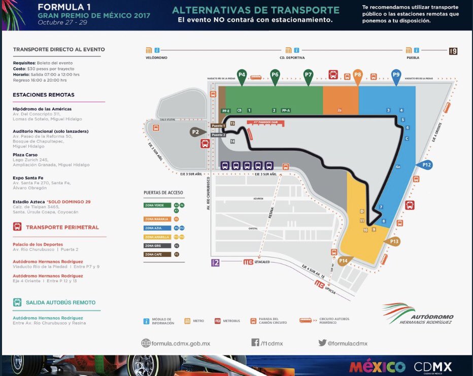 CMenesesCDMX's tweet photo. Por instrucción d @ManceraMiguelMX implementamos estacionamientos remotos, circuitos perimetrales y taxis preferentes para llegar a #F1CDMX https://t.co/LNoU1prCuW