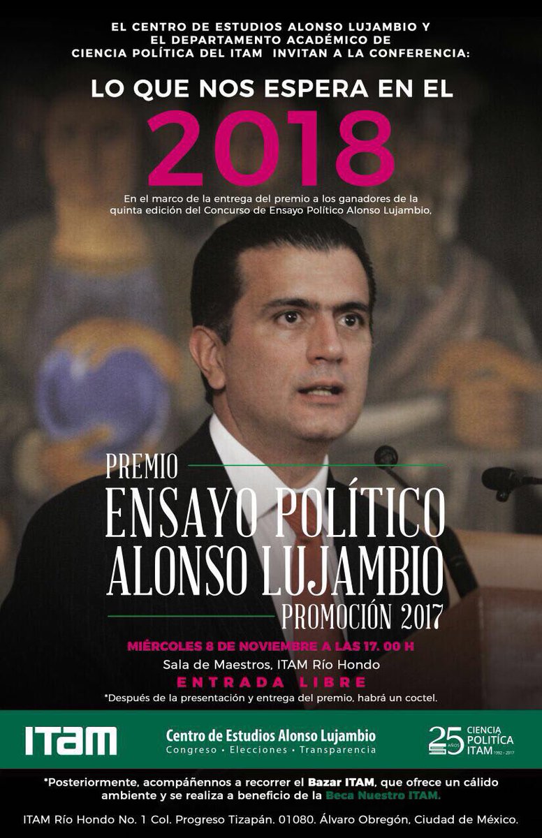 Acompáñenos el miércoles 8 de Noviembre a las 17:00hrs en la sala de maestros del <a href="/ITAM_mx/">ITAM</a> ¡Los esperamos! 
*Entrada Libre*