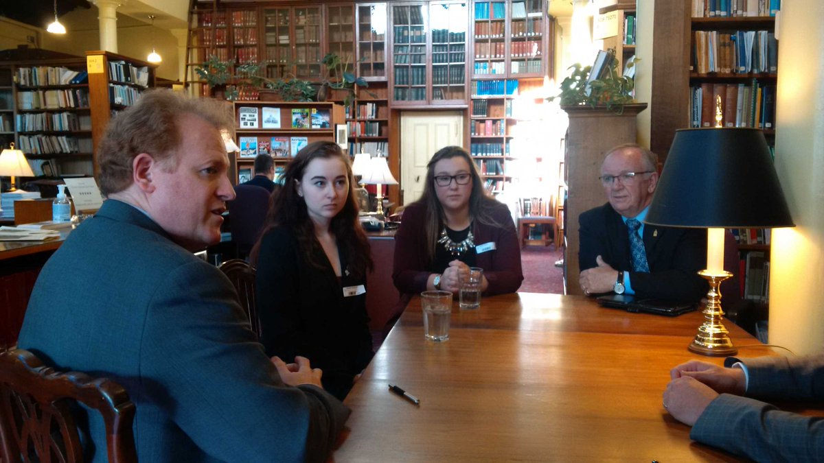 Jenna Dixon and Kennedy McGeachy <a href="/HVHS_NB/">Harbour View High</a> 
meet with Min. Kenny at the NB Legislature about food service providers.