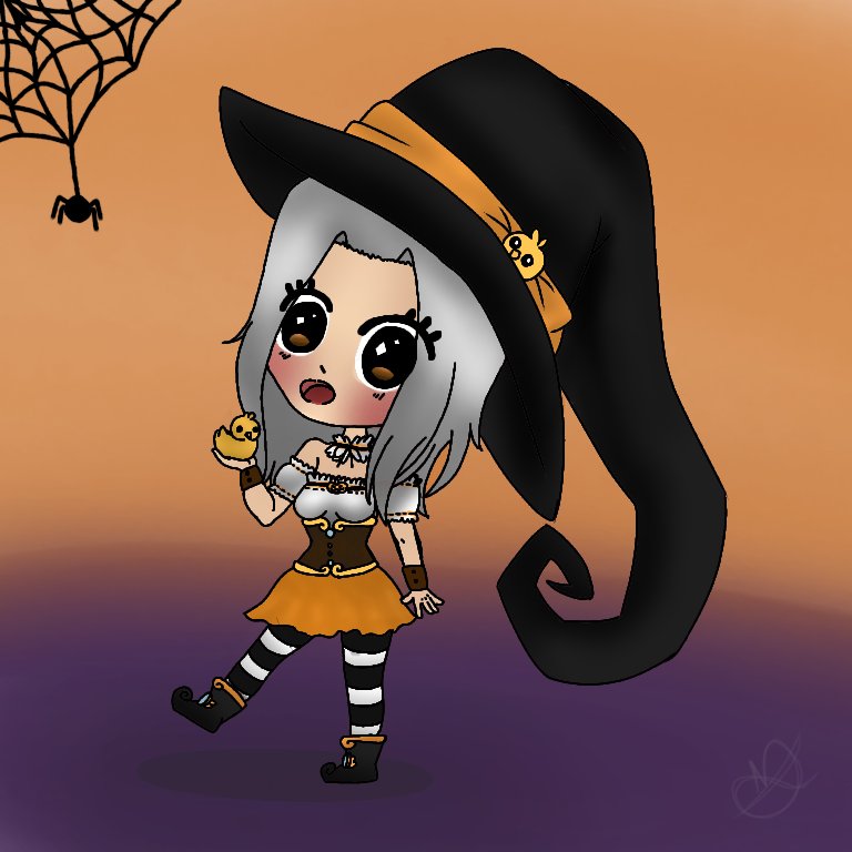 luceciita__'s tweet photo. Hice este dibujo para #pollosenhalloween espero que  te guste Rehita😙💜 https://t.co/BdQKsLst6s