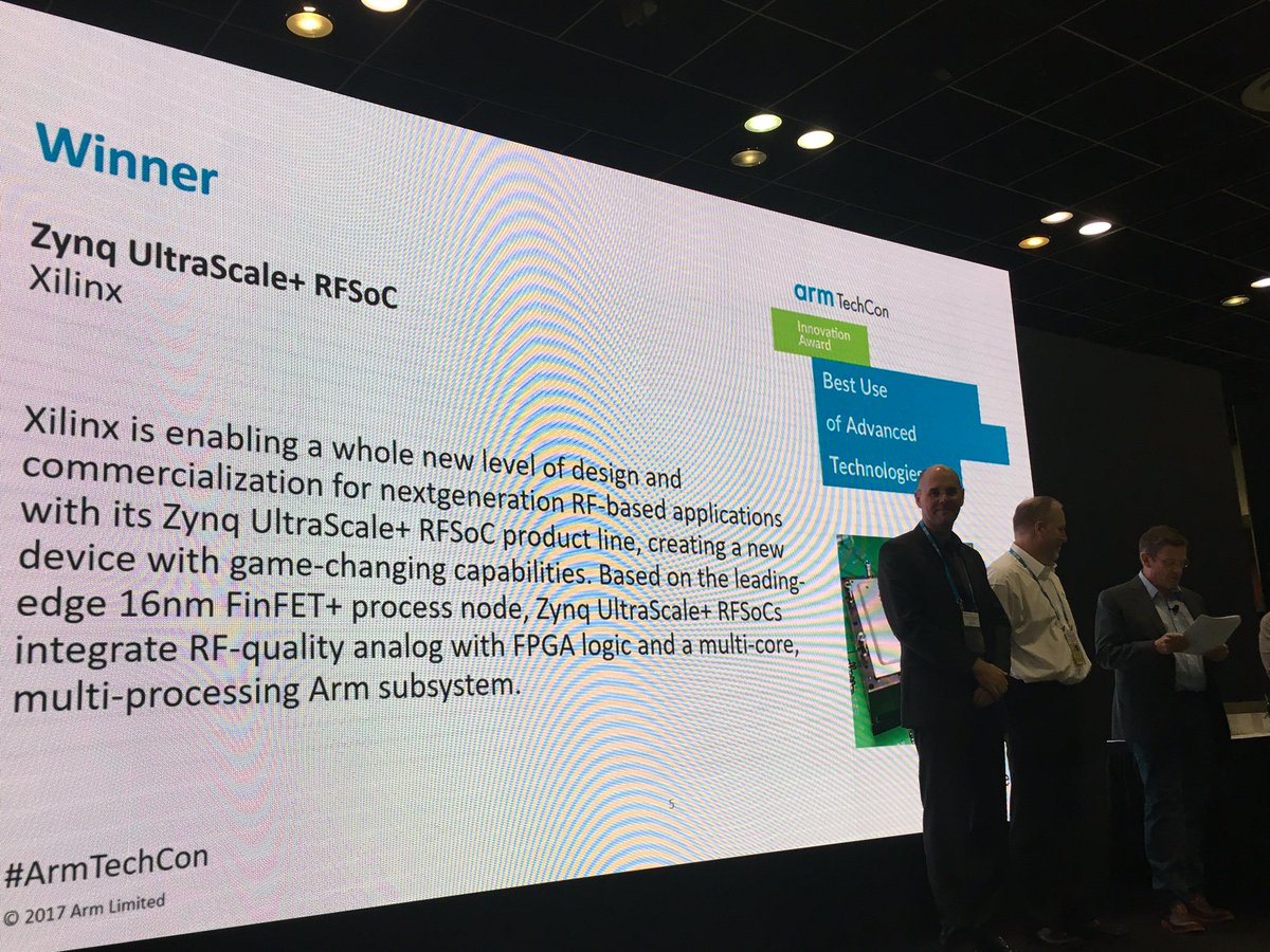 AMDembedded's tweet photo. Xilinx Zynq UltraScale+ #RFSoCs Named #ArmTechCon Innovation Award Winner for Best Use of Advanced Technologies https://t.co/ChhBwrzkGX https://t.co/1MrbGTPCwX
