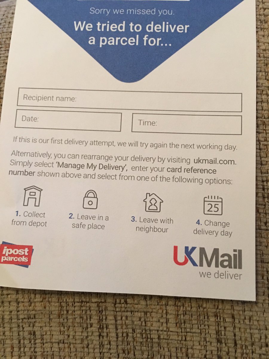 Amy_Furness's tweet photo. #ukmail any particular reason why you’ve done this two days in a row now and left no details? It would help if someone answered the phone. https://t.co/RkVFoH7hzH
