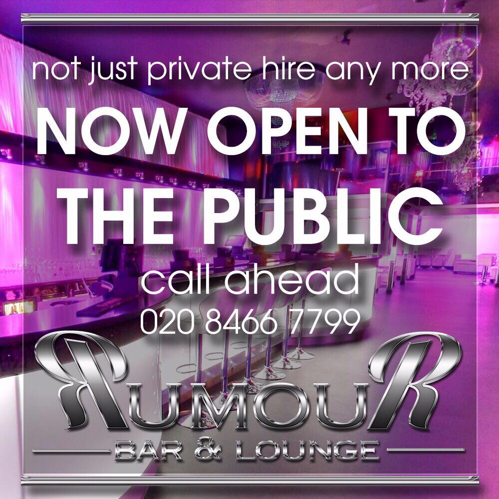 Rumour Bar&amp;Lounge are delighted to inform you we are opening to the public 4 till late visit site 4 details #cocktails #lightbites #bromley