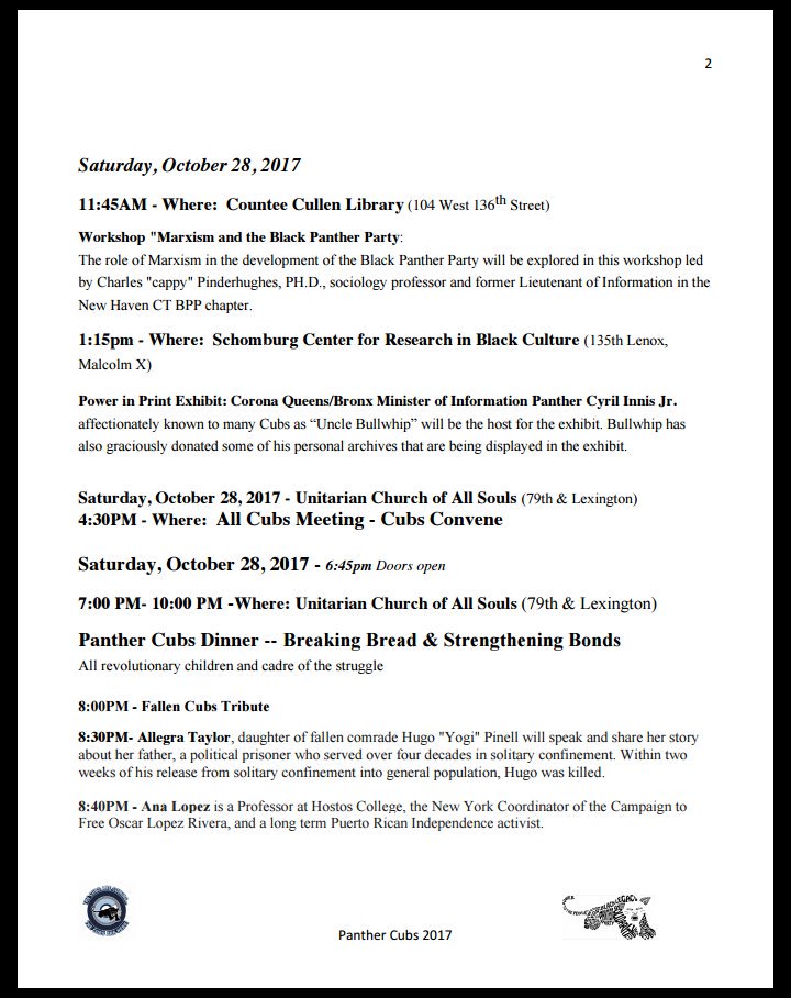 NEPPC1's tweet photo. The Cubs Are Here! NYC, please join us this wknd! We hope to see you tonight!!! #Panthercubs! #BPPLegacy! #Freeallpoliticalprisoners!!! https://t.co/tA5JY6f7IO