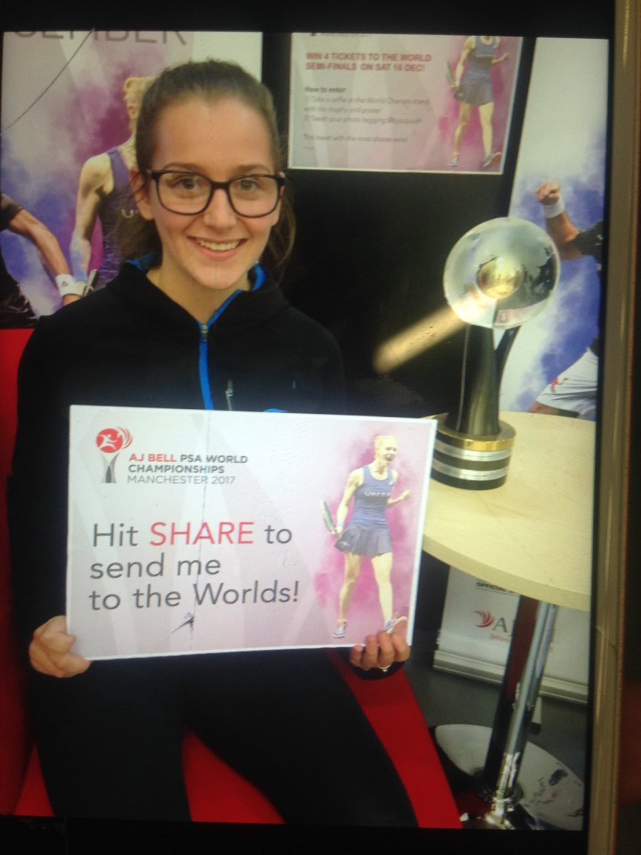 JazzyTendring's tweet photo. Can everyone please share this photo of Amy on twitter to help her win tickets to AJ Bell World Championships!! Thanks xx @BJCsquash https://t.co/Wb9pcGL1J8