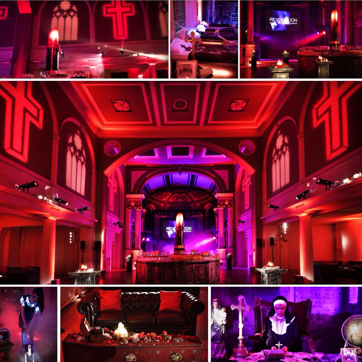 BespokeEvents's tweet photo. Last night's "Haunted Convent" Halloween party for Makeup Revolution! #revoholics #AttentionEqualsPerfection #halloweenparty l https://t.co/vPLiVTme8m